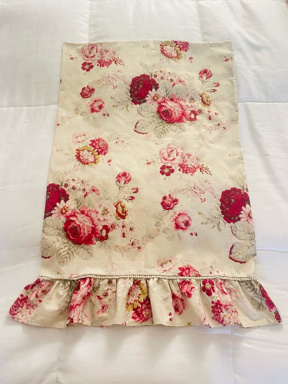 Waverly Garden Room Norfolk Rose Standard Pillowcase Floral With Ruffle